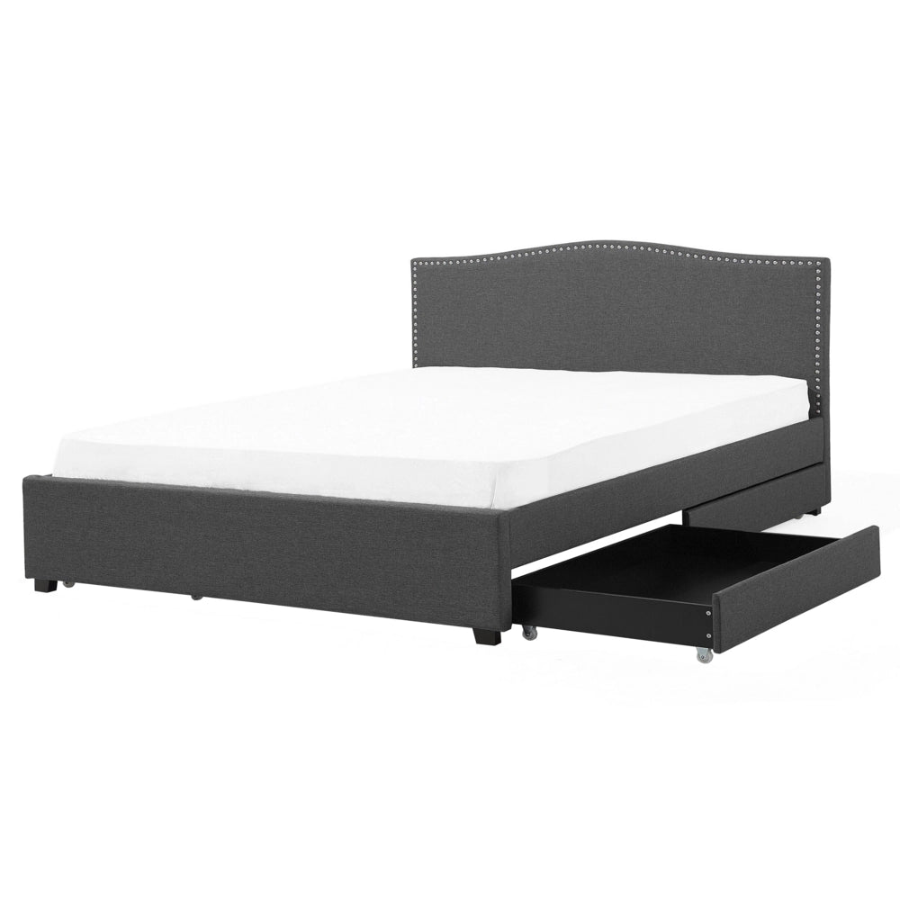 Struttura del letto Cassetto imbottito in poliestere grigio 160 x 200 cm Design tradizionale