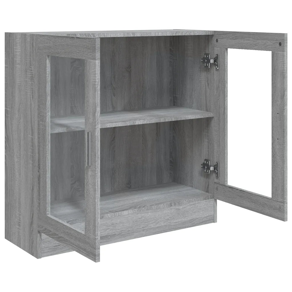 Vetrina classica ed elegante 82,5 x 30,5 x 80 cm con 2 scomparti finitura di design in legno composito grigio 02_0048214