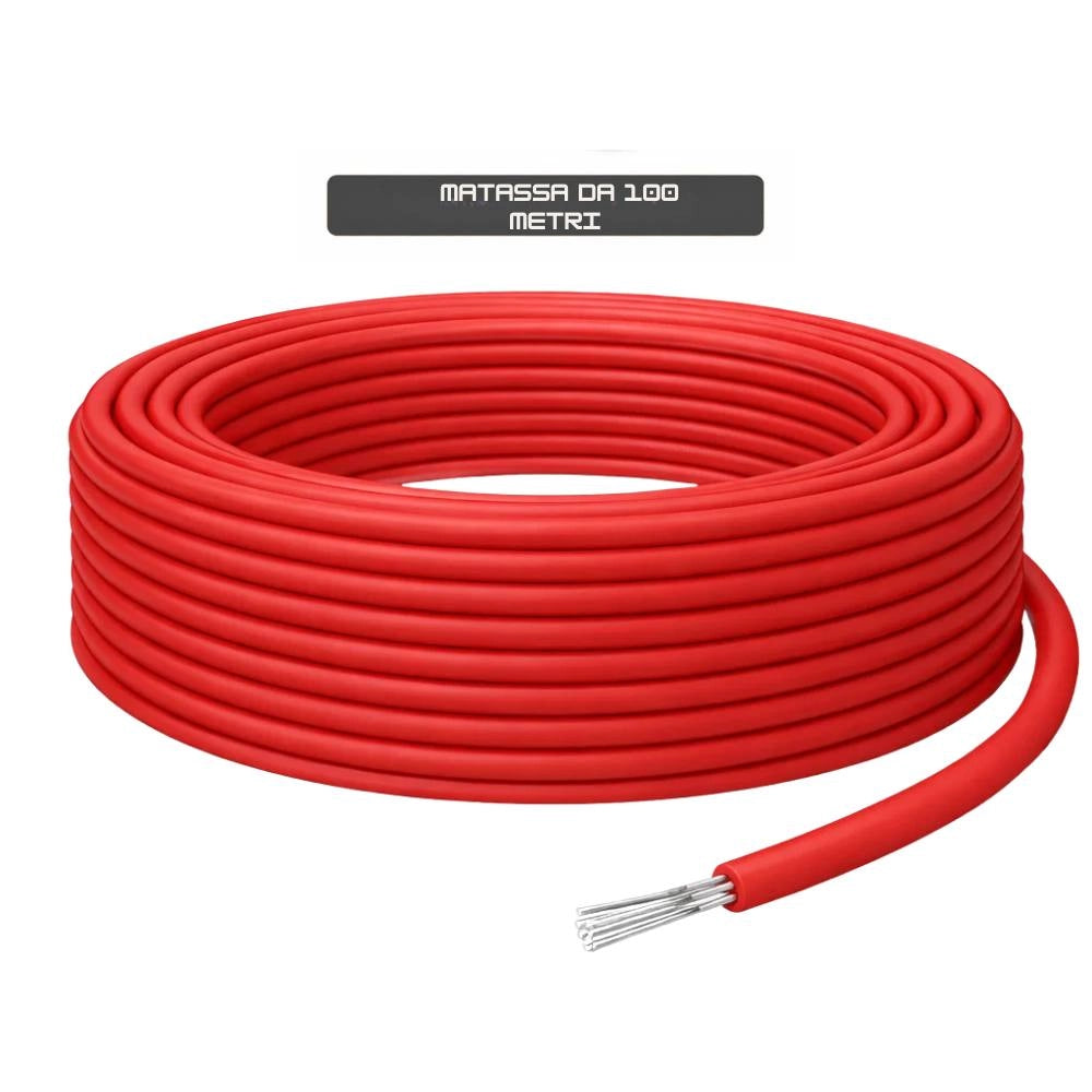 Cavo solare unipolare rosso flessibile 6 mm² per impianti fotovoltaici *** lunghezza metri 100, confezione 1