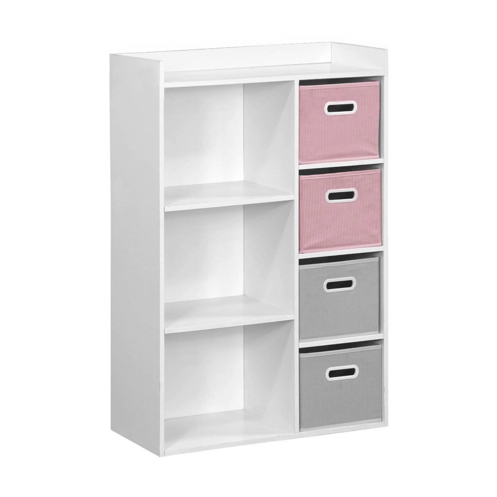 Contenitore per bambini con 4 cestini in velluto, rosa