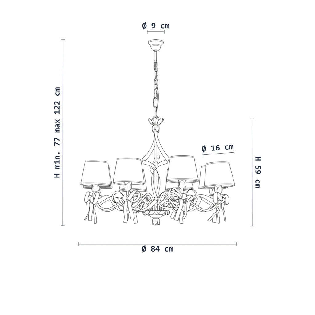 Lampadario Shabby Chic Lucy 8 Luci Bianco LuceArt Classic