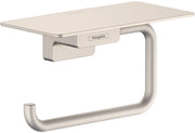 Supporto per carta igienica Hansgrohe AddStoris 41772820, in nichel lavorato a mano, supporto per carta igienica GPM con piatto