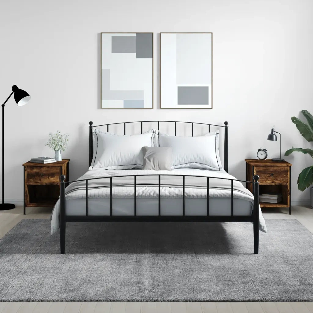 Comodini 2 pz-Set di 2 Tavolino da notte Rovere Fumo 40x42x50 cm in Legno Multistrato