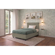 Letto imbottito Singolo 80x190 cm Square - Similpelle,Cappuccino,Contenitore