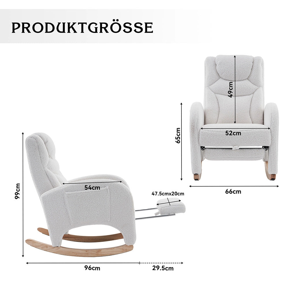 Sedia a dondolo relax - Xylo - Tessuto Teddy bianco, capacit?? di carico 110 kg