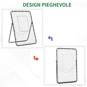Rete Rimbalzo da Calcio 123x73x178,5 cm con Bersaglio in Metallo Nero