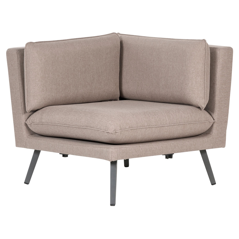 Divano angolare da esterno beige Poliestere Rivestito 5 Posti Divano da giardino Resistente all'acqua UV Design Moderno