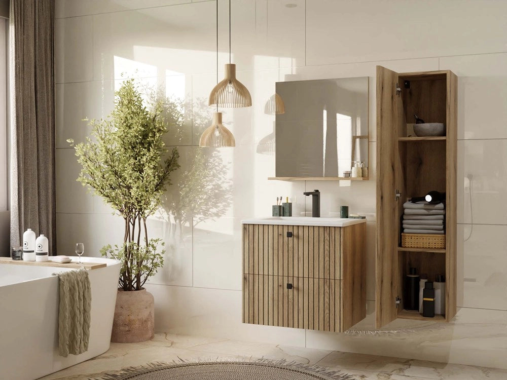 Mobile sottolavabo TIGO 60 2s rovere EVOKE scanalato frontale + umywalka