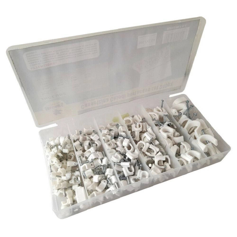 Trade Shop - Set 240 Graffette Graffetta Fissacavo Bloccacavo Fissa Cavi Misure 6 - 16 Mm -