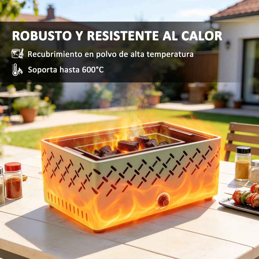 Barbecue a Carbone con Ventilatore e Griglia Verde ¨C zephmum ¨C 45.5x29x21 cm