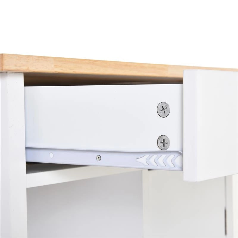 CARRELLO DA CUCINA CON CASSETTO ANTA E 3 RIPIANI IN LEGNO 66X39,5X86,5 CM BIANCO