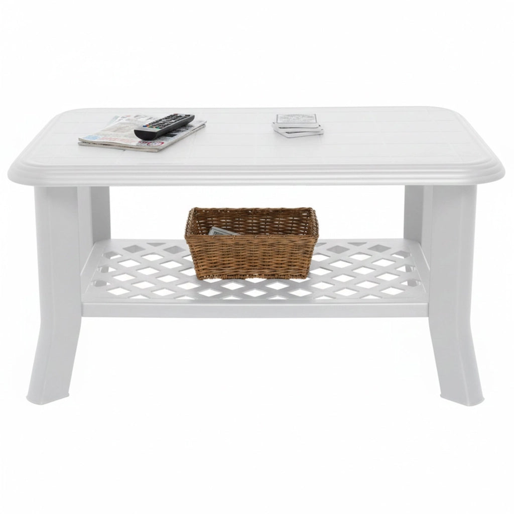 Ucria, Tavolo da Esterno 4 Posti Made in Italy, 90x60x46h cm Bianco