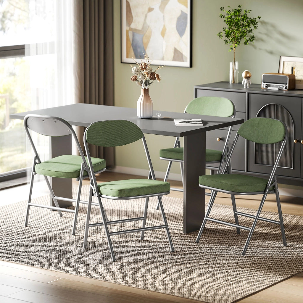 Sedie da Pranzo Pieghevoli Imbottite ¨C Zephmum ¨C Verde, Velluto