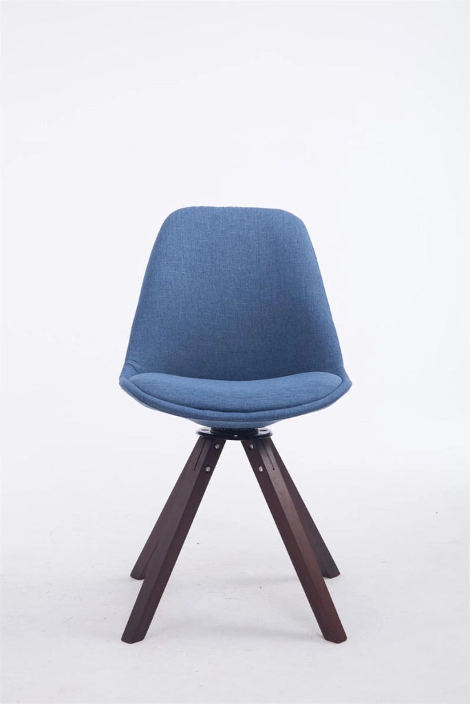Sedia ospite Troyes Girevole Tessuto Quadrato blu,noce