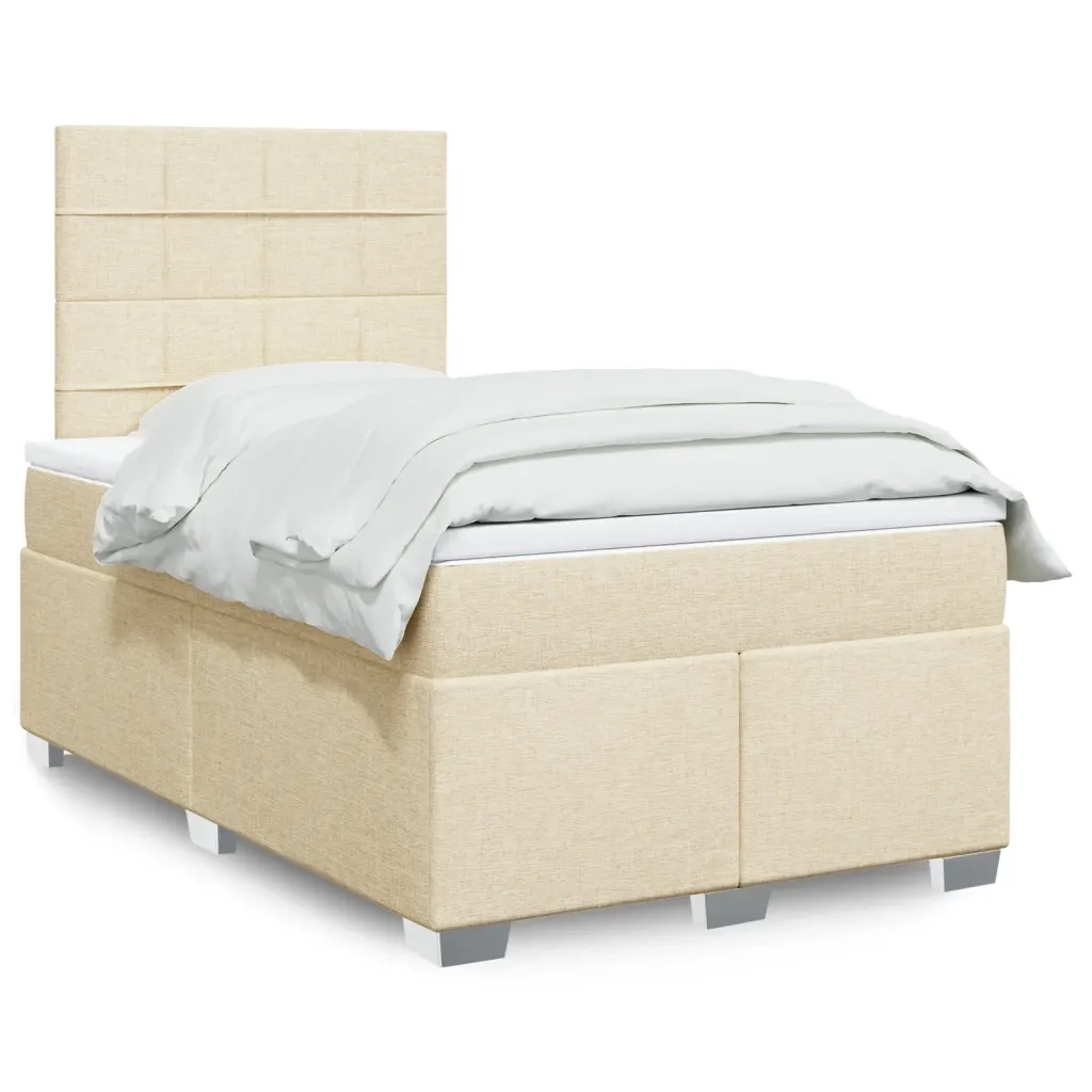 vidaXL Giroletto a Molle con Materasso Crema 120x190 cm in Tessuto