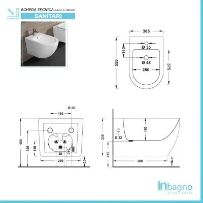 Coppia sanitari sospesi Rimless serie Tokyo con copriwc rallentato