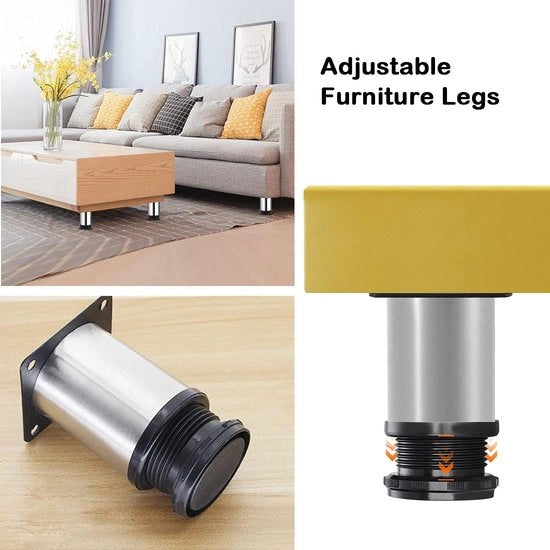 8 pezzi di gambe per mobili, acciaio inox, gambe per mobili, 50 x 60 mm, gambe per tavolo, gambe per armadio, gambe in metallo, gambe per mobili, gambe per cucina, gambe per scrivania, gambe per tavolo, gambe per mobili, gambe, gambe per lavoro