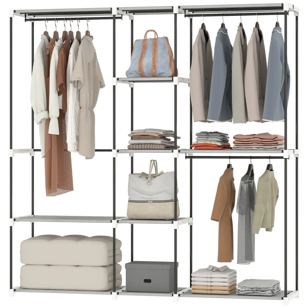 Armadio guardaroba aperto ¨C Xylo ¨C metallo grigio 182x43x185 cm con 8 ripiani e appendiabiti