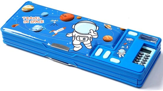 Etui Pop-Up Multifunzionale per Ragazzi e Ragazze, Penna Organizzatore Cartoon, Materiale di Scrittura, Puntaspilli, Agenda, Tabellone Bianco, Scuola (Blu)
