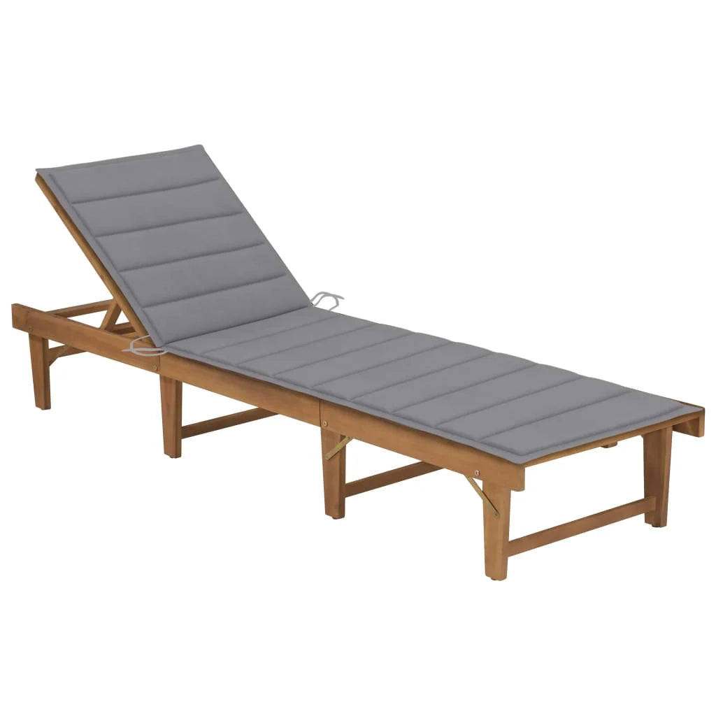 Lettino prendisole sedia a sdraio lettino prendisole letto da giardino mobili da giardino mobili da esterno pieghevoli con cuscino legno massello di acacia 02_0012842