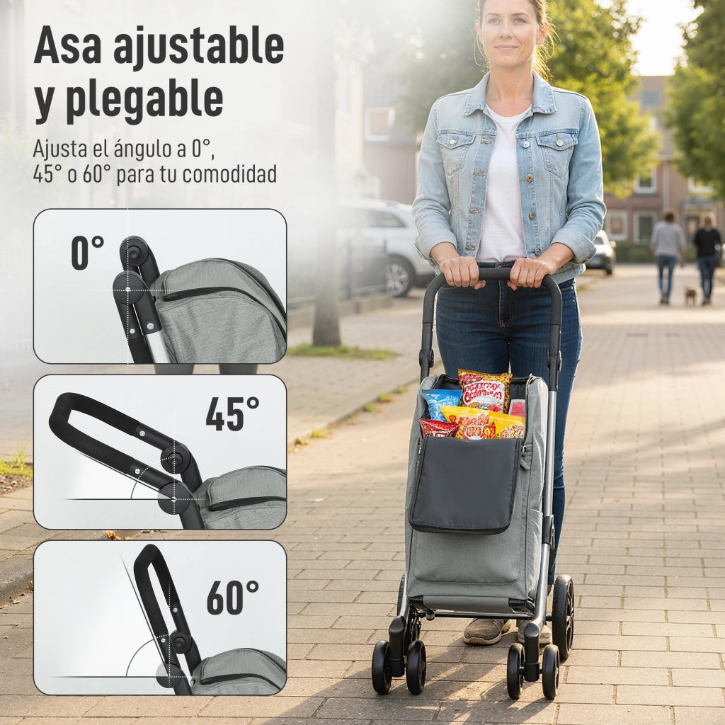 Carrello Pieghevole 3 in 1 ¨C zephmum ¨C Grigio 44x58x100 cm