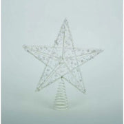 Puntale a stella per albero di natale con glitter Bianco e perline