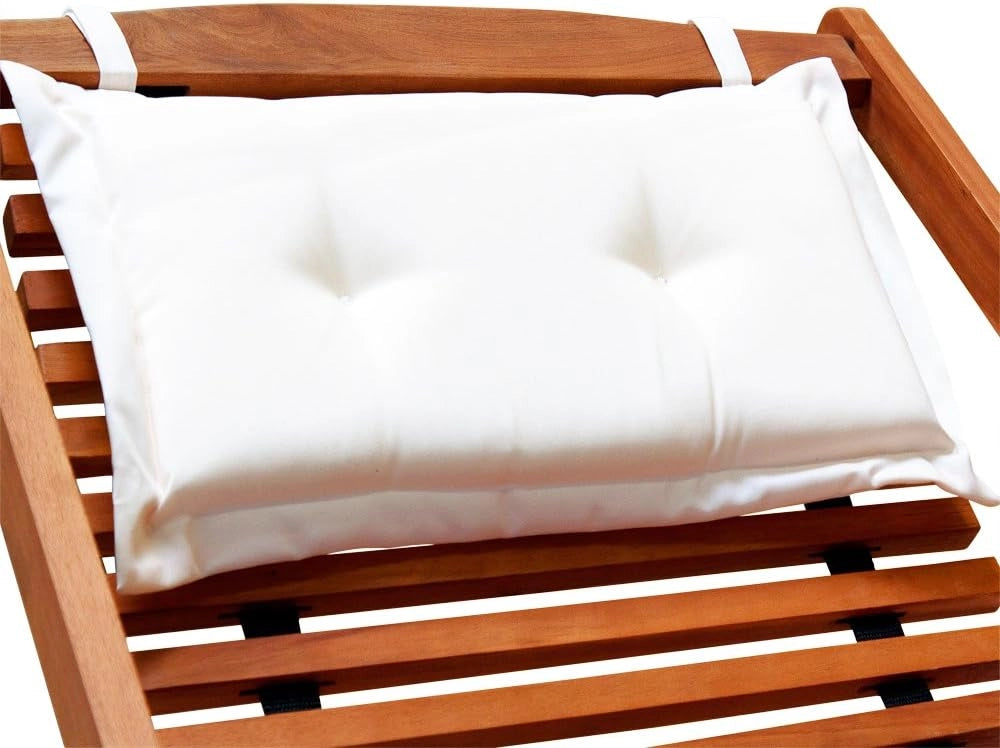 Lettino Prendisole Ergonomico 120kg Legno di Acacia Sdraio Pieghevole incl. Poggiapiedi e Cuscino Lettini Sauna