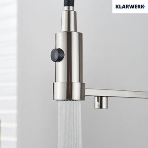 Bernd | Rubinetto da cucina a osmosi a molla a 3 vie argento Rubinetto con filtro in acciaio inossidabile spazzolato | Miscelatore da ristorante