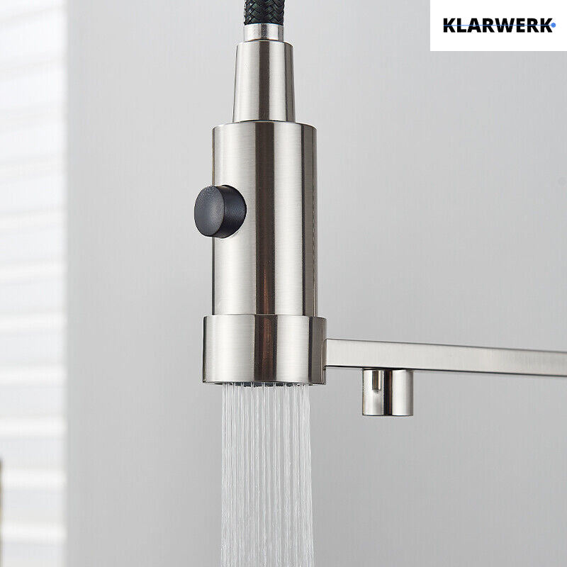 Bernd | Rubinetto da cucina a osmosi a molla a 3 vie argento Rubinetto con filtro in acciaio inossidabile spazzolato | Miscelatore da ristorante