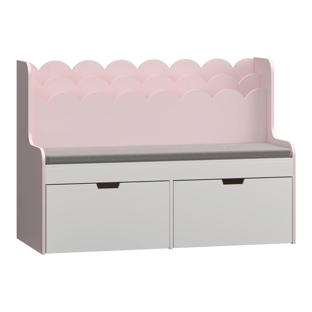 Panca Vestnes con Scaffale e 2 Cassetti per Cameretta - Rosa/Bianco [en.casa]