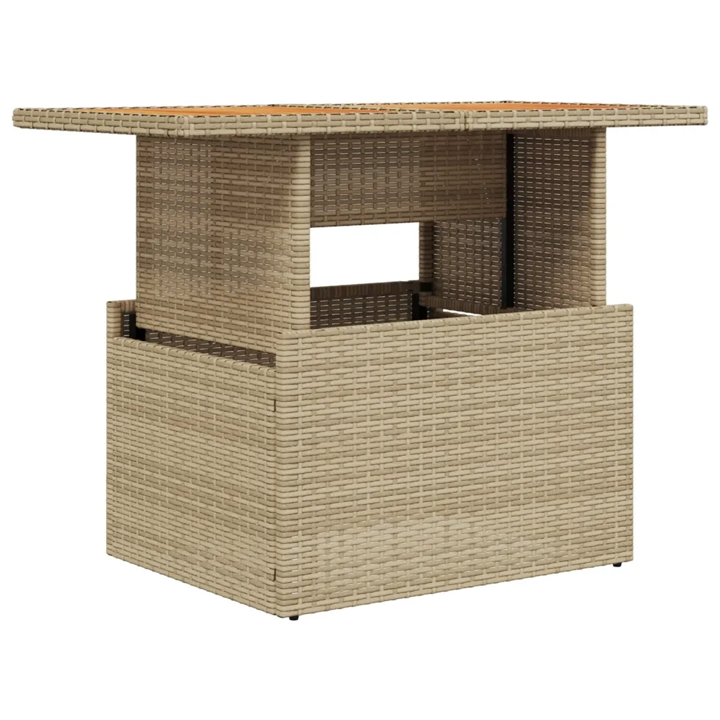 Tavolo da Giardino | Tavolino da esterno Beige 100x55x73 cm Polyrattan e Legno Acacia