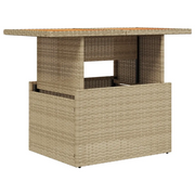 Tavolo da Giardino | Tavolino da esterno Beige 100x55x73 cm Polyrattan e Legno Acacia