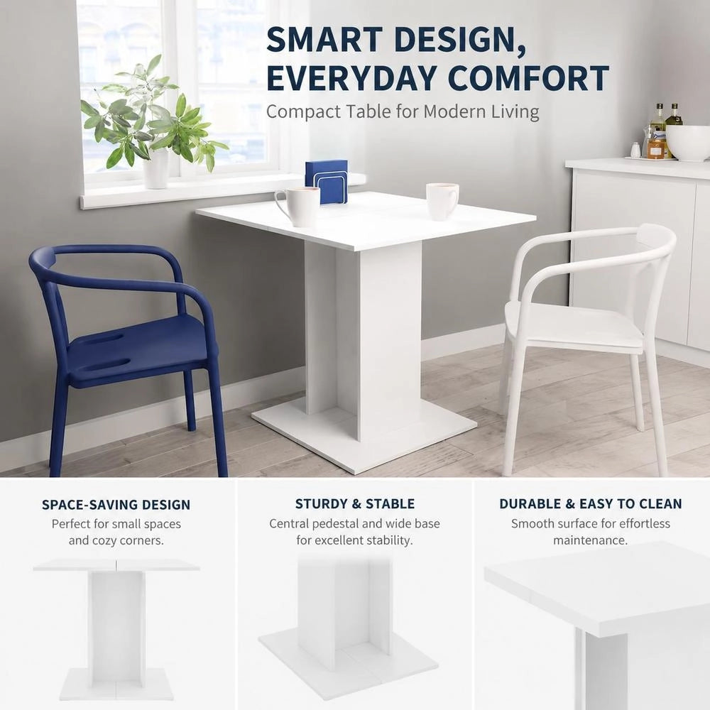 Dining Table White 80x80x75 Cm Wood Composite