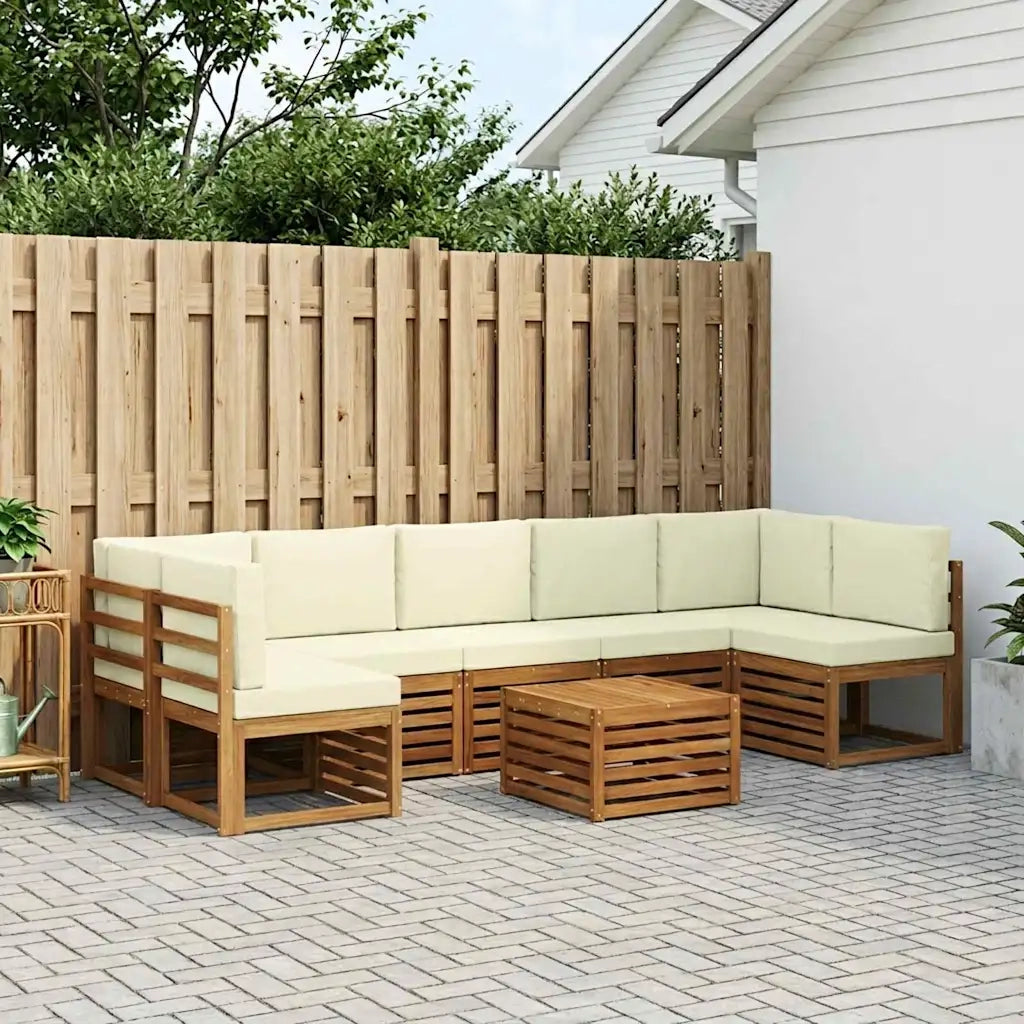 Set di divani da esterno con cuscino 8 pcs Naturale e Crema