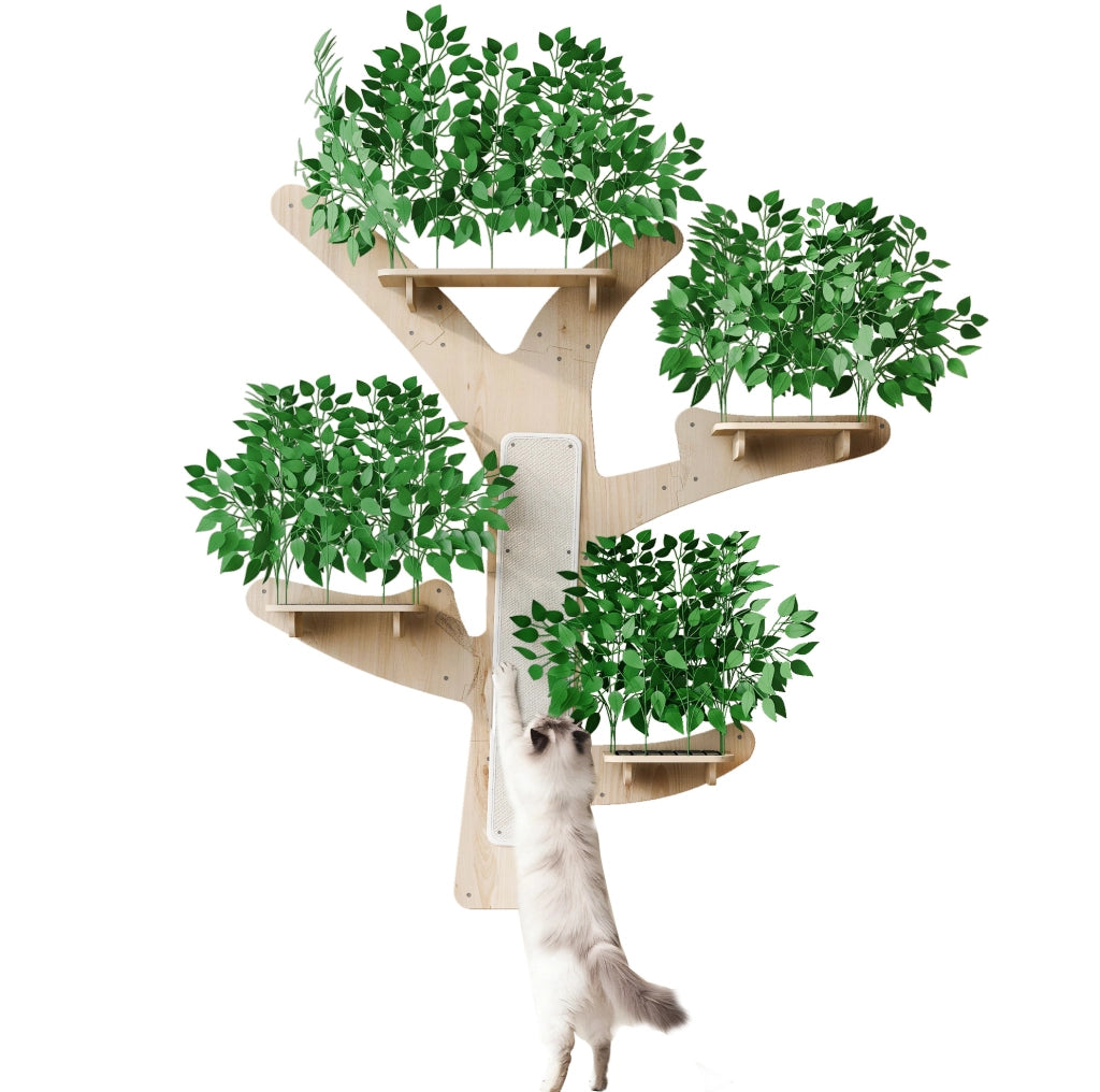 Albero tiragraffi da parete a forma di albero 155 x 210 cm in legno verde