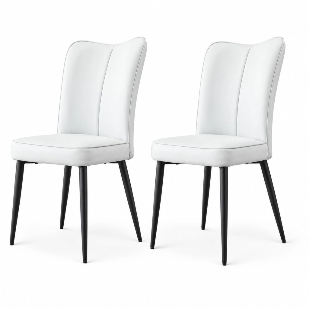 Set di 2 sedie da pranzo in PU grigio chiaro con gambe nere