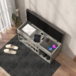 Panca Scarpiera Salvaspazioni con Vani a Giorno e a Scomparsa 80x30x45 cm Nero e Grigio