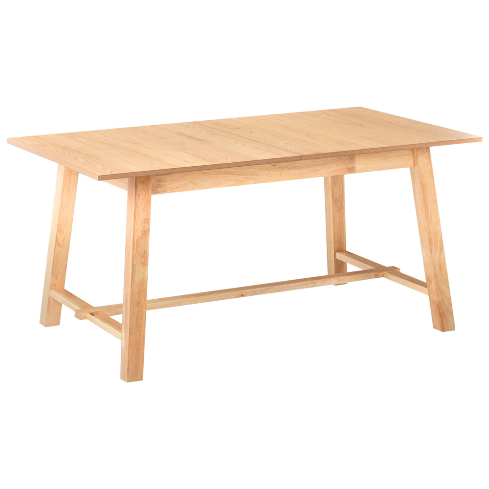 Tavolo da cucina allungabile per sala da pranzo Piano impiallacciato rettangolare Finitura naturale Gambe in legno massiccio 160/200 x 90 cm Legno di frassino chiaro