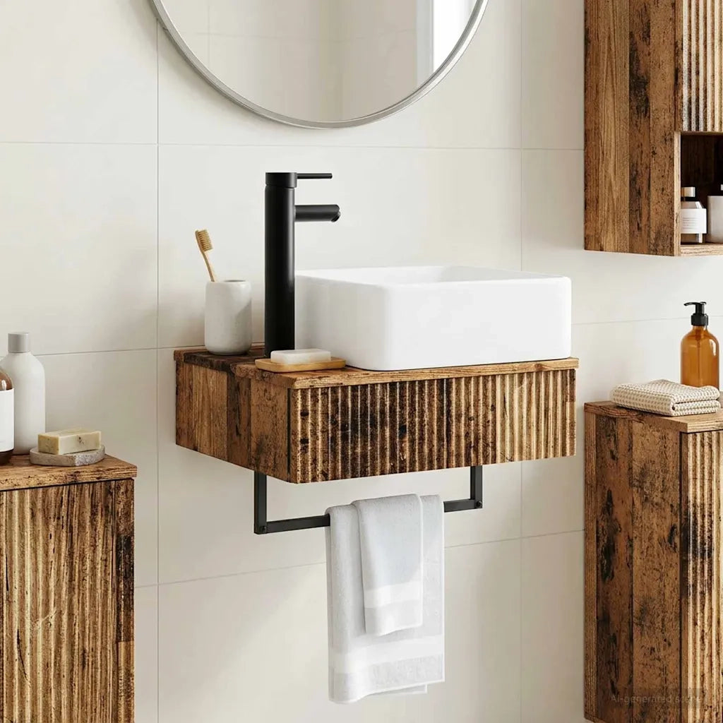Lavabo da Parete Legno antico 50 x 41 x 39 cm 890196