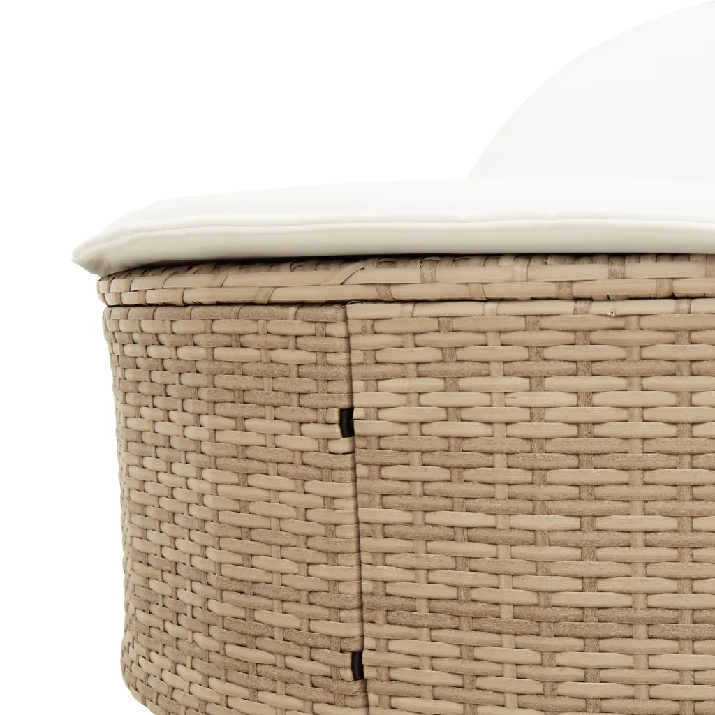Lettino Prendisole | Sdraio da giardino | Lettino da sole con Cuscini Beige in Polyrattan