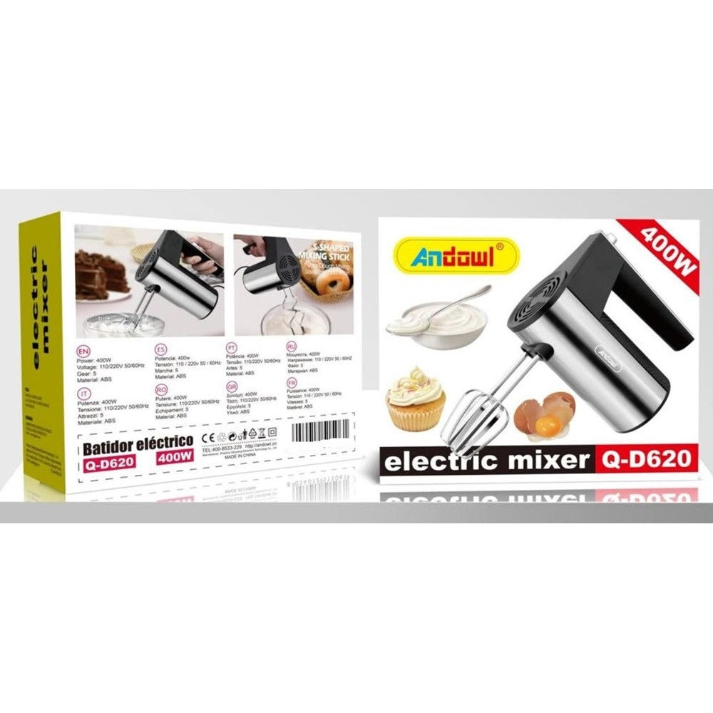 Trade Shop - Sbattitore Frullatore Mixer Elettrico 400w 5 Velocità Con Fruste Intercambiabili Q-d620 -