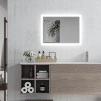 kleankin Specchio Bagno con Luci LED Regolabili, Controllo Touch e Antiappannamento, 70x50 cm