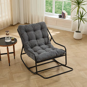 Poltrona a dondolo da esterno regolabile 75x116x82 cm in acciaio con cuscino grigio