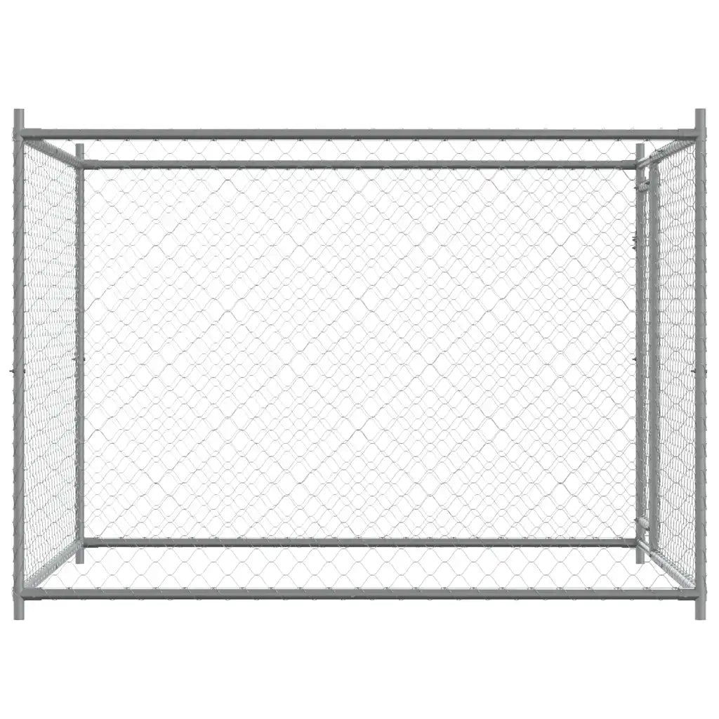 Gabbia per Cani-Cassa per cani con Porta Grigia 2x2x1,5 m in Acciaio Zincato