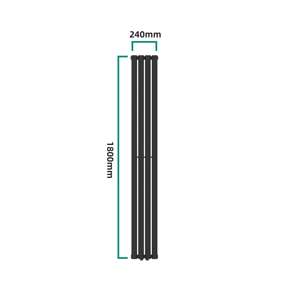 Termosifone Nore ad Acqua Calda Pannello Singolo con Elementi Tubolari 180 x 24 cm Nero [neu.haus]