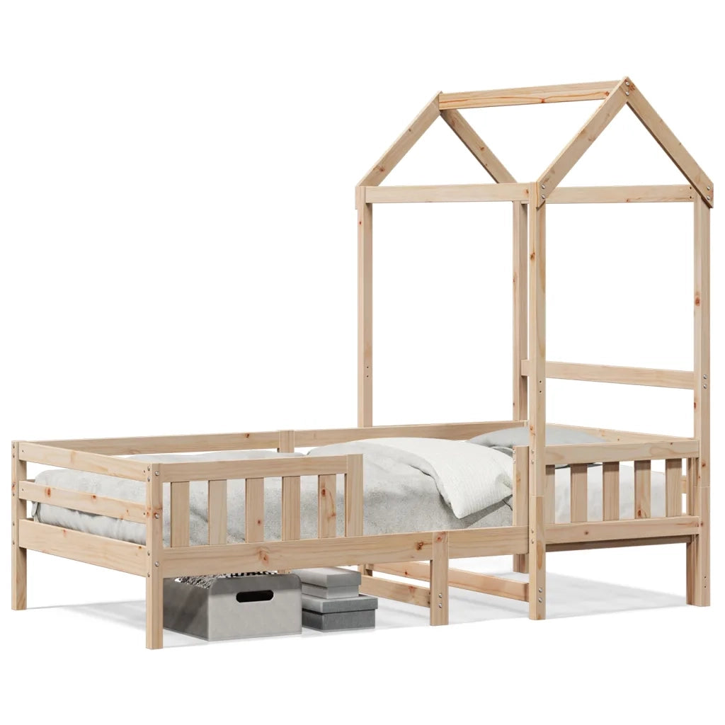 Letto singolo | Letto per adulti | Giroletto con Tetto 100x200 cm in Legno Massello di Pino
