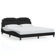 Letto matrimoniale | Letto per adulti | Giroletto Viana senza Materasso Nero 180x200 cm in Similpelle