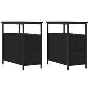 Set di 2 Comodini | Armadio da Notte | Mobiletto da notte Neri 30x60x60 cm in Legno Multistrato