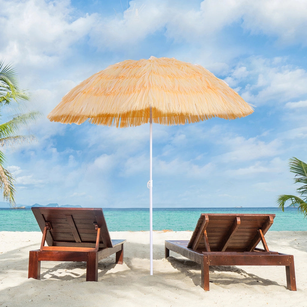 Ombrellone da Giardino Design Hawai ¨C zephmum ¨C 160 cm Raphia Artificiale Beige