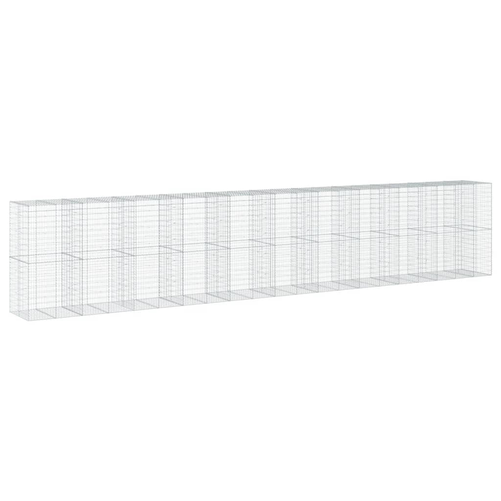 Gabbione recinto a gabbia muro di contenimento con coperchio 1050 x 100 x 200 cm ferro zincato argento 02_0040120